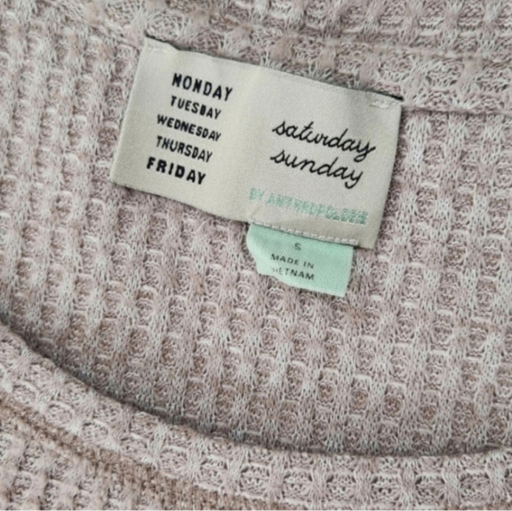 Anthropologie Saturday Sunday Waffle Knit Ruffle Thermal - Picture 2 of 11